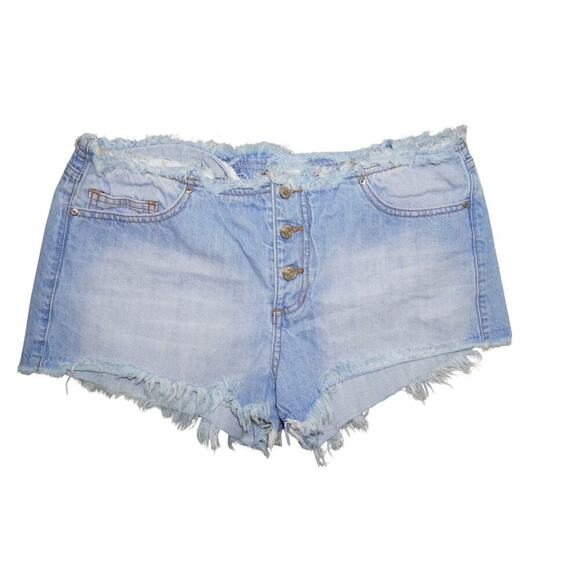 Vintage GUESS Light Wash Distressed High-Rise Denim Shorts 27 - Picture 1 of 8